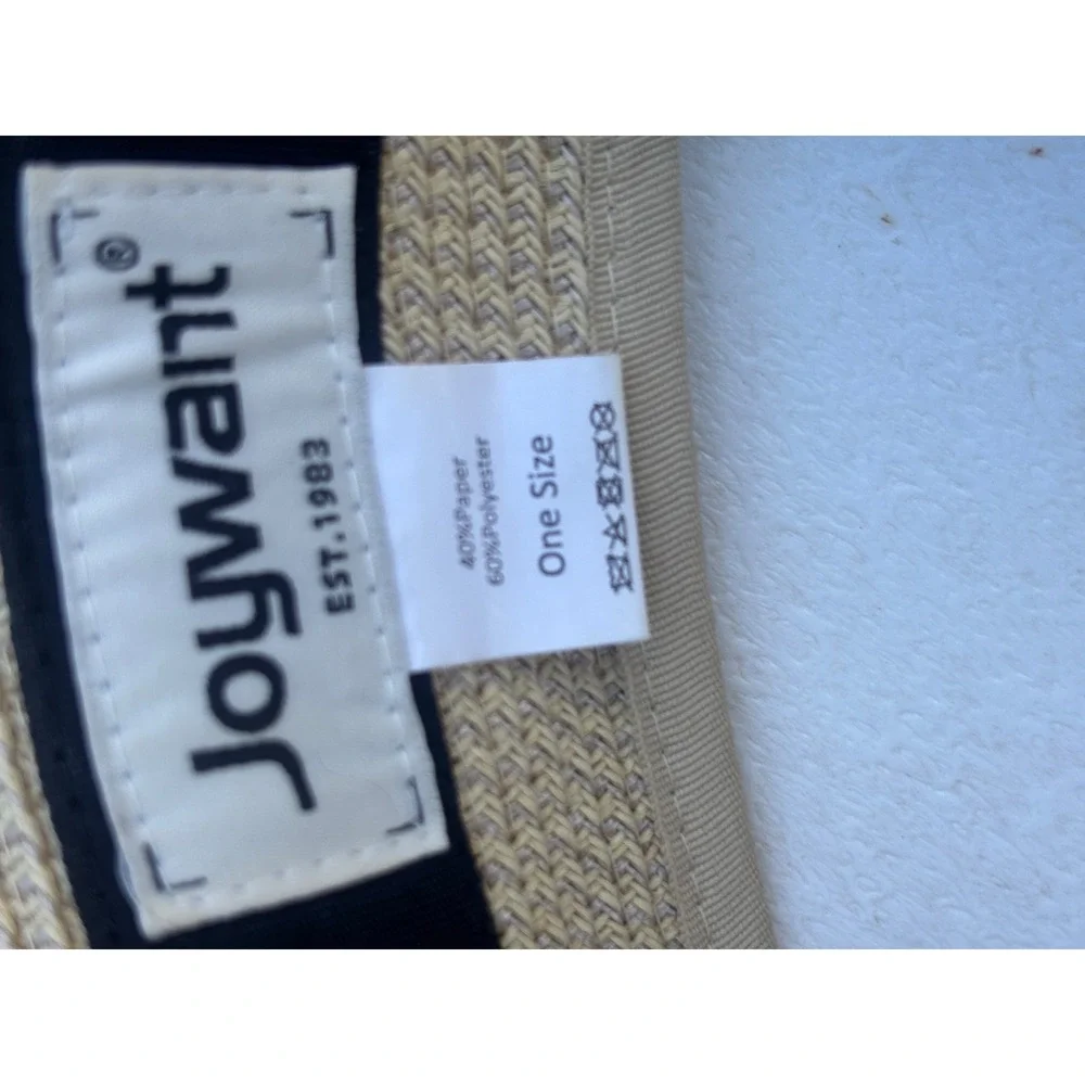Joywant Womens Straw Sun Visor Hat Beige Wide Brim Roll Up Foldable Beach Cap